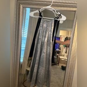 Formal silver dress.